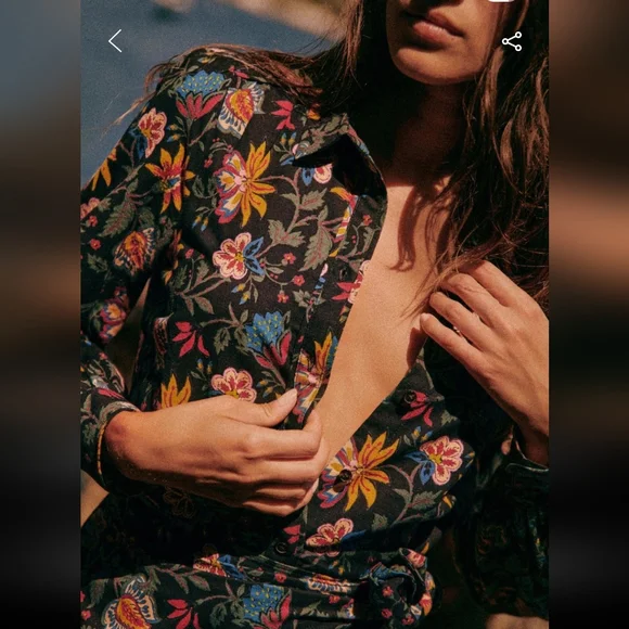 Sezane Jamy Multicolor Floral Long Sleeve Dress - Botanic Black